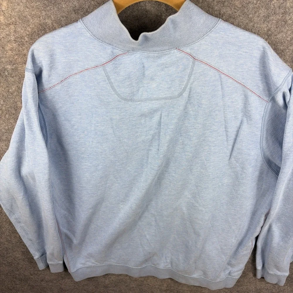 Tommy Bahama Men's Sweater XL Half Zip  Pullover Light Blue Long Sleeve Nautical